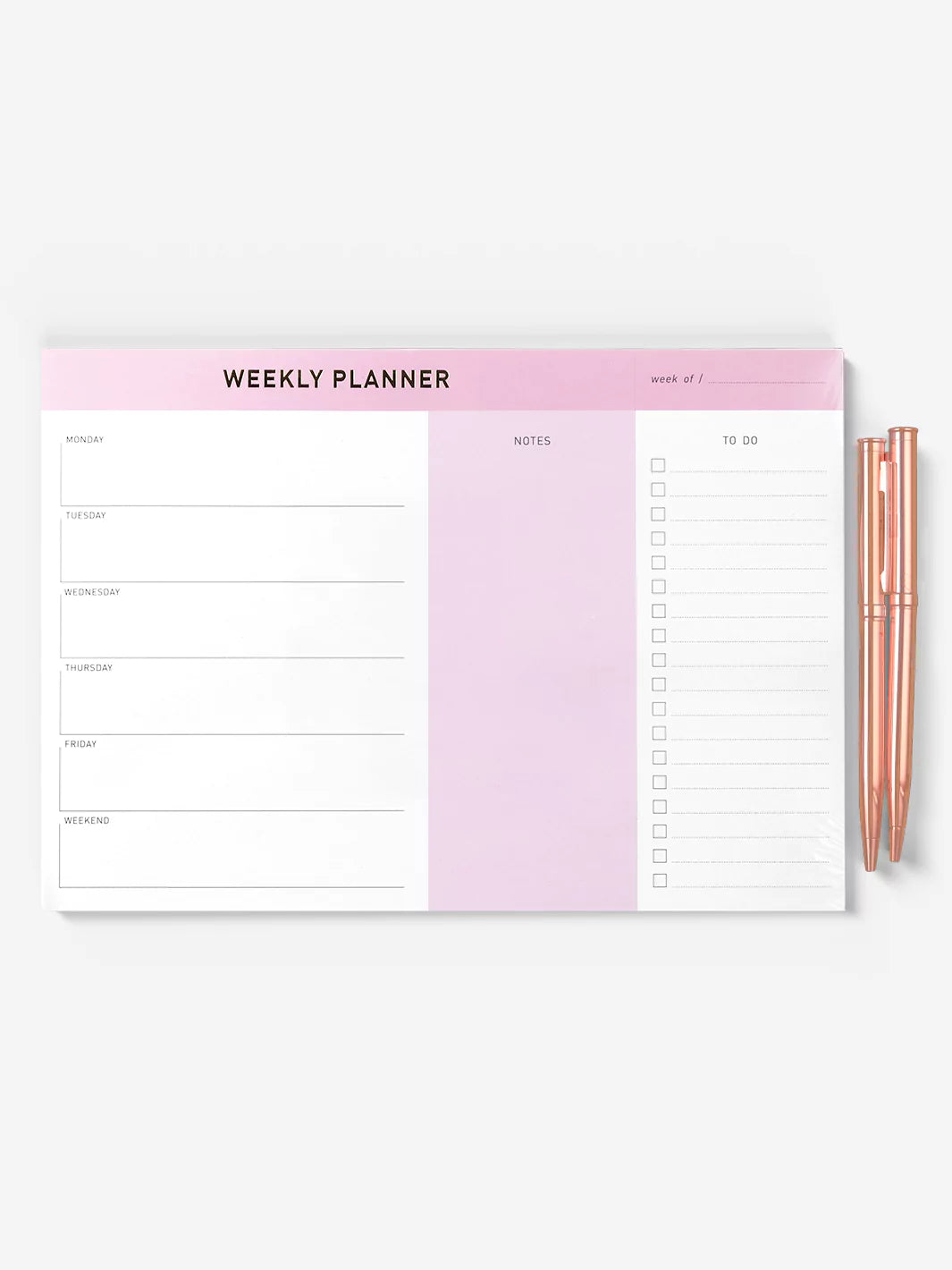Weekly Planner Pad + 2 Rose Gold Pens