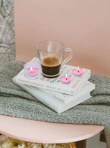 NNESN 50pcs Pink Smokeless Heart Shaped Candles – Romantic Mini Love Candles Set