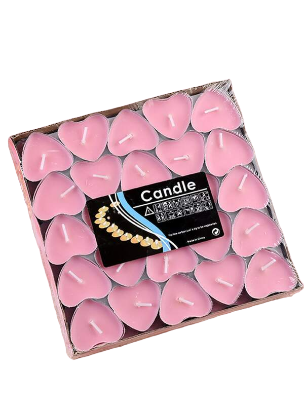 NNESN 50pcs Pink Smokeless Heart Shaped Candles – Romantic Mini Love Candles Set