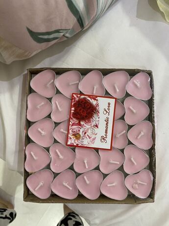 NNESN 50pcs Pink Smokeless Heart Shaped Candles – Romantic Mini Love Candles Set