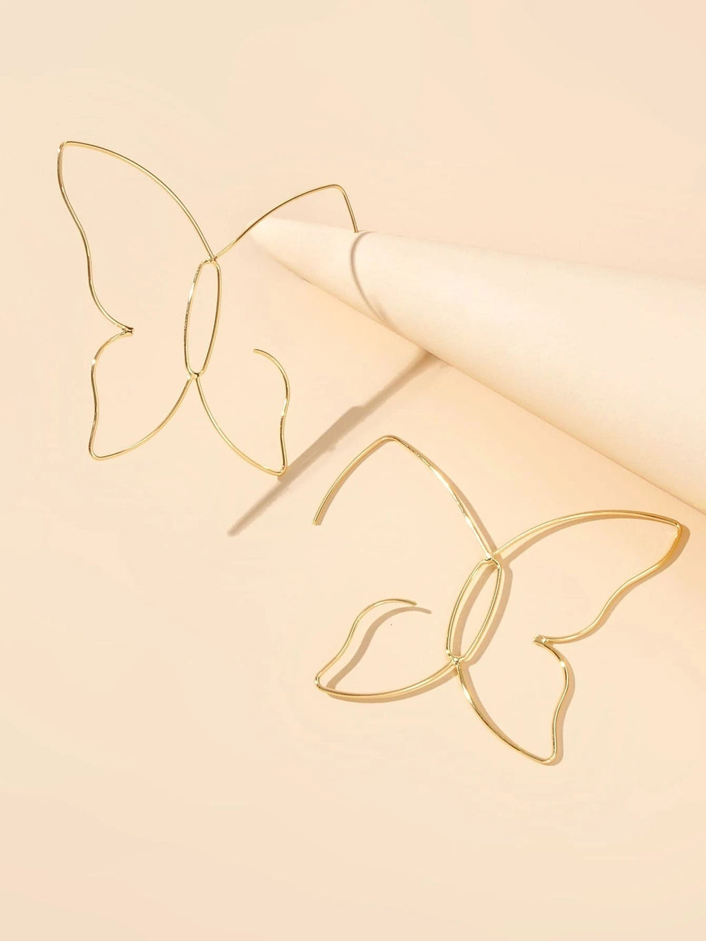 Gold Minimalist Butterfly Geometric Statement Drop Earrings Women Accessories