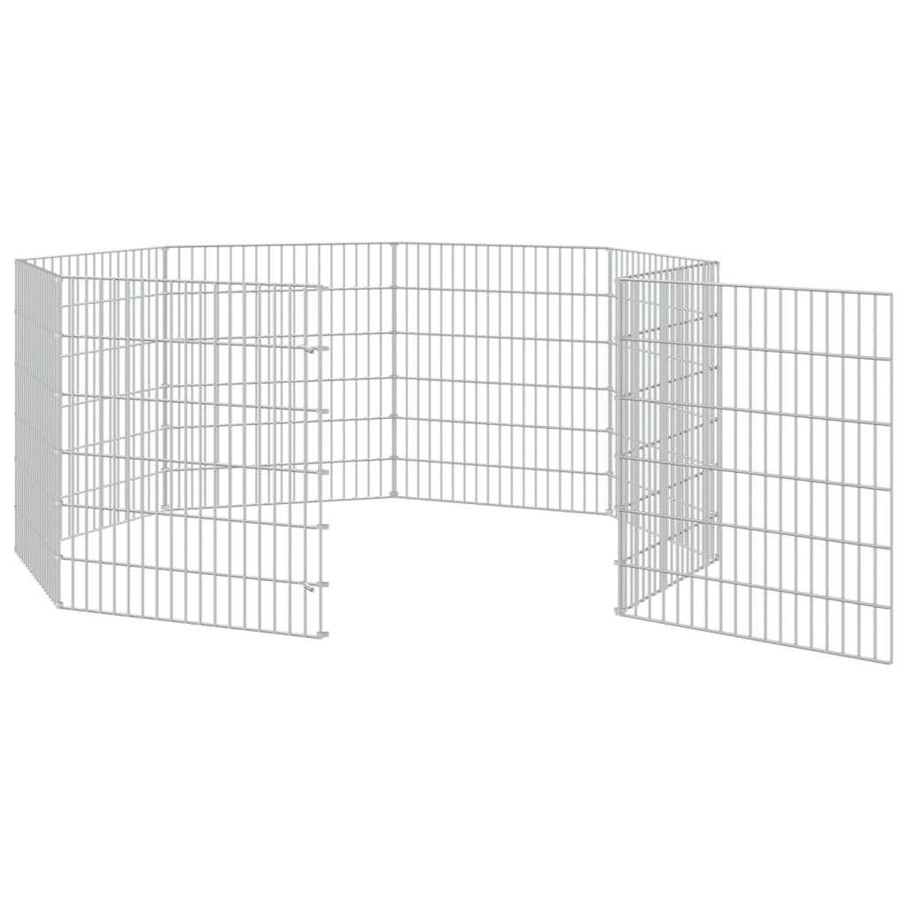 vidaXL Free Range Animal Enclosure 8-Panel 21.3"x23.6" Galvanized Iron