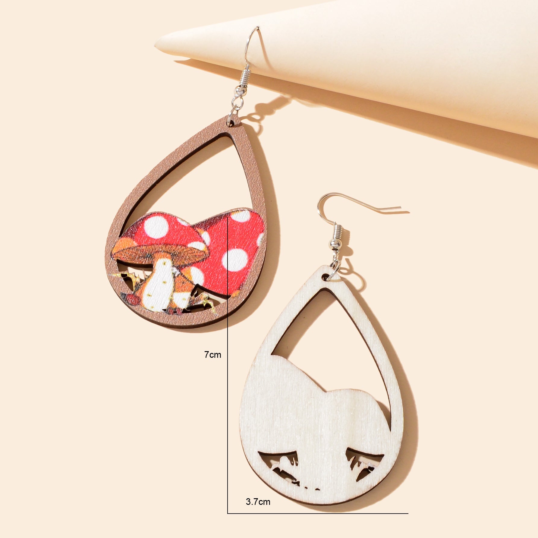 Vacation Jewelry Mushroom Water Drop Wood Earrings for Women Stylish Accessories