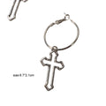 Punk Jewellery Silver Cross Statement Hoop Earrings Fashion Women Accessories