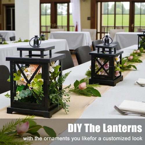 12.5" & 9" H Hanging Candle Lanterns with LED Pillar Candles