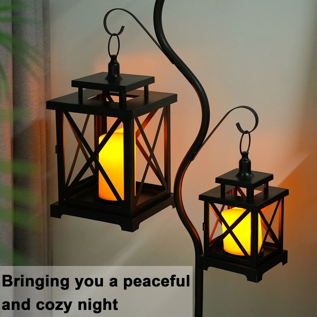 12.5" & 9" H Hanging Candle Lanterns with LED Pillar Candles