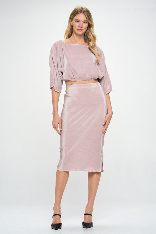 Vibrant Plisse Scoop Neck Crop Top