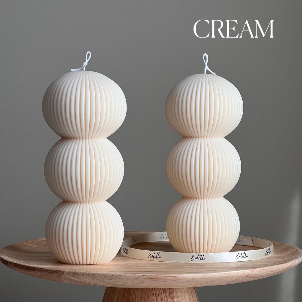 Ribbed Balls Pillar Candle | Soy Wax Candle | Decorative Handmade Candle | Aesthetic Candle| Shaped Candle| Unscented Candles| Unique Candle