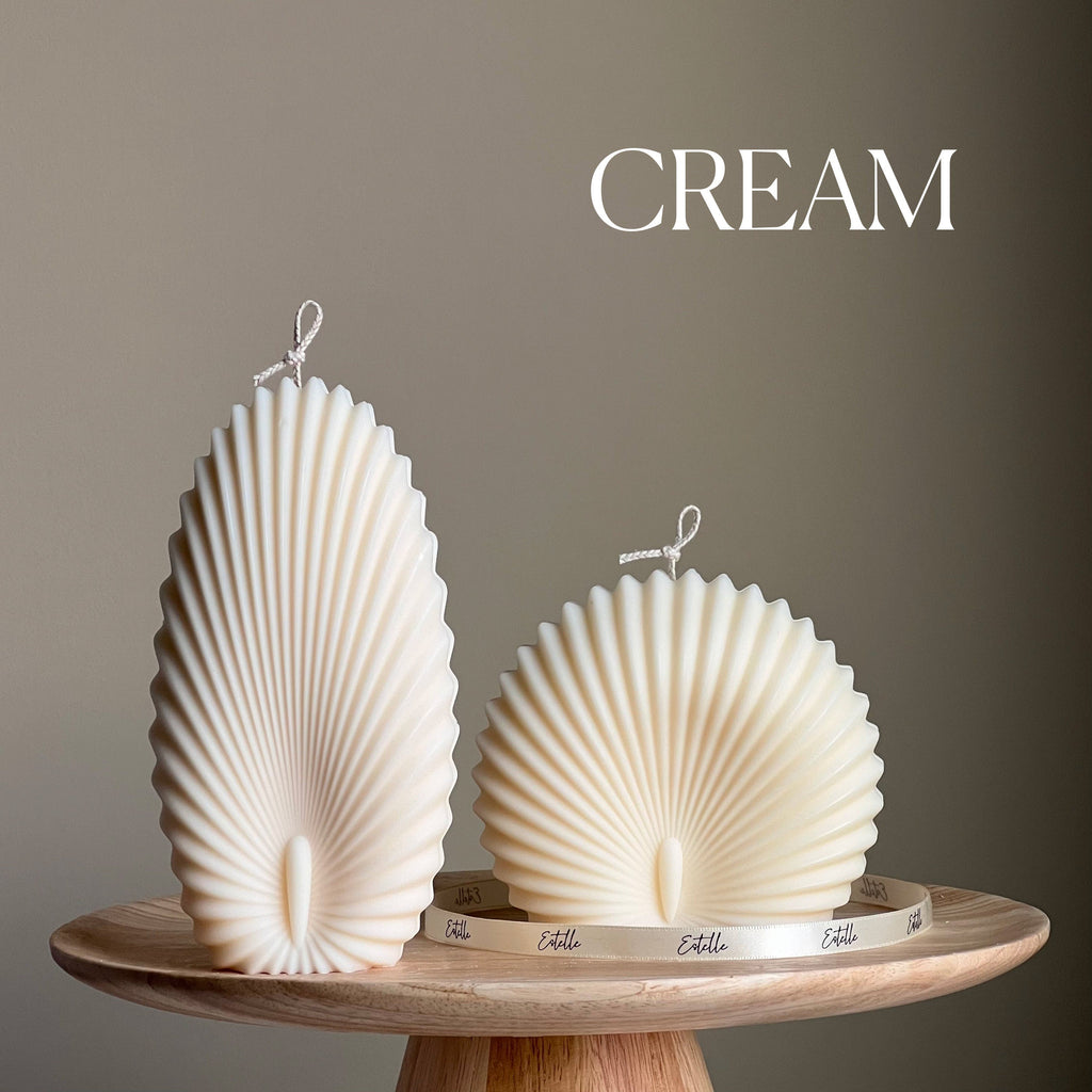 Sea Shell Candle Duo: Decorative Soy Wax Clam Shell Candles