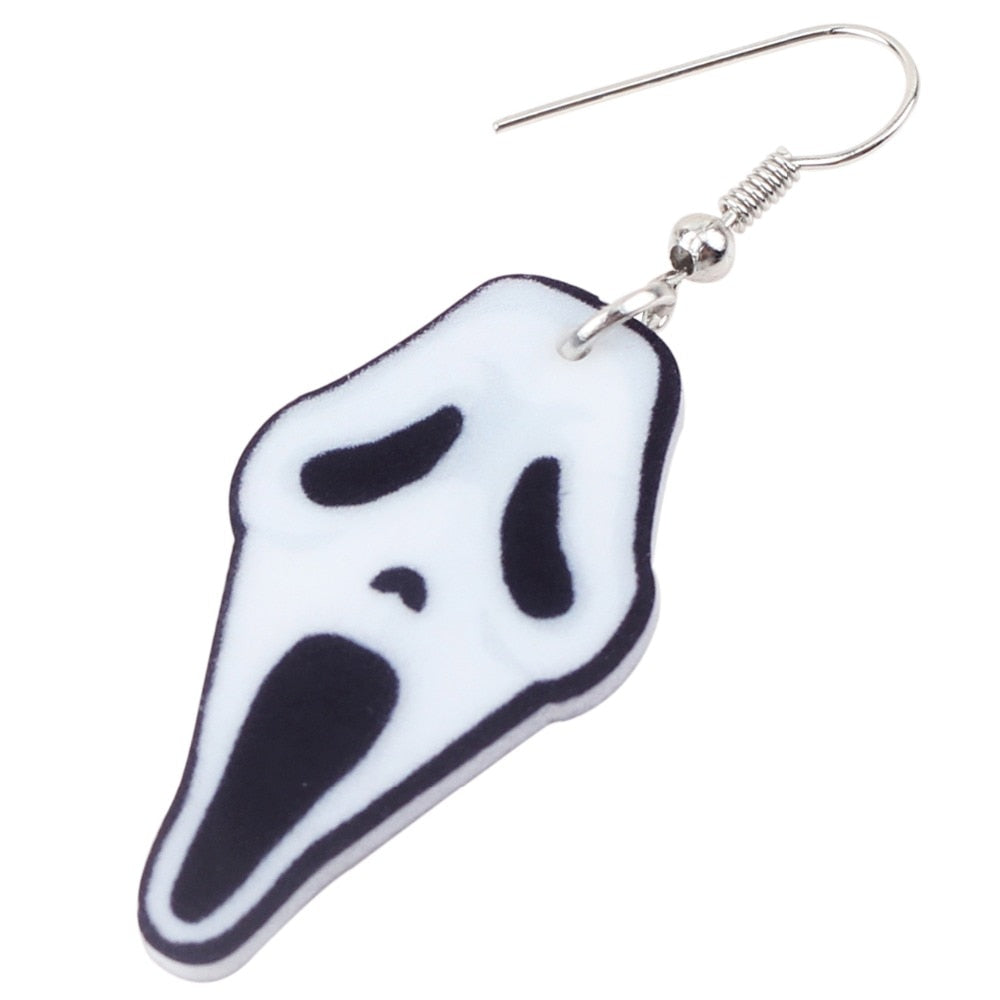 Acrylic Halloween Howling Ghost Earrings Dangle Drop Big Long Fashion Jewelry For Women Girl Ladies Teens Kid Accessories
