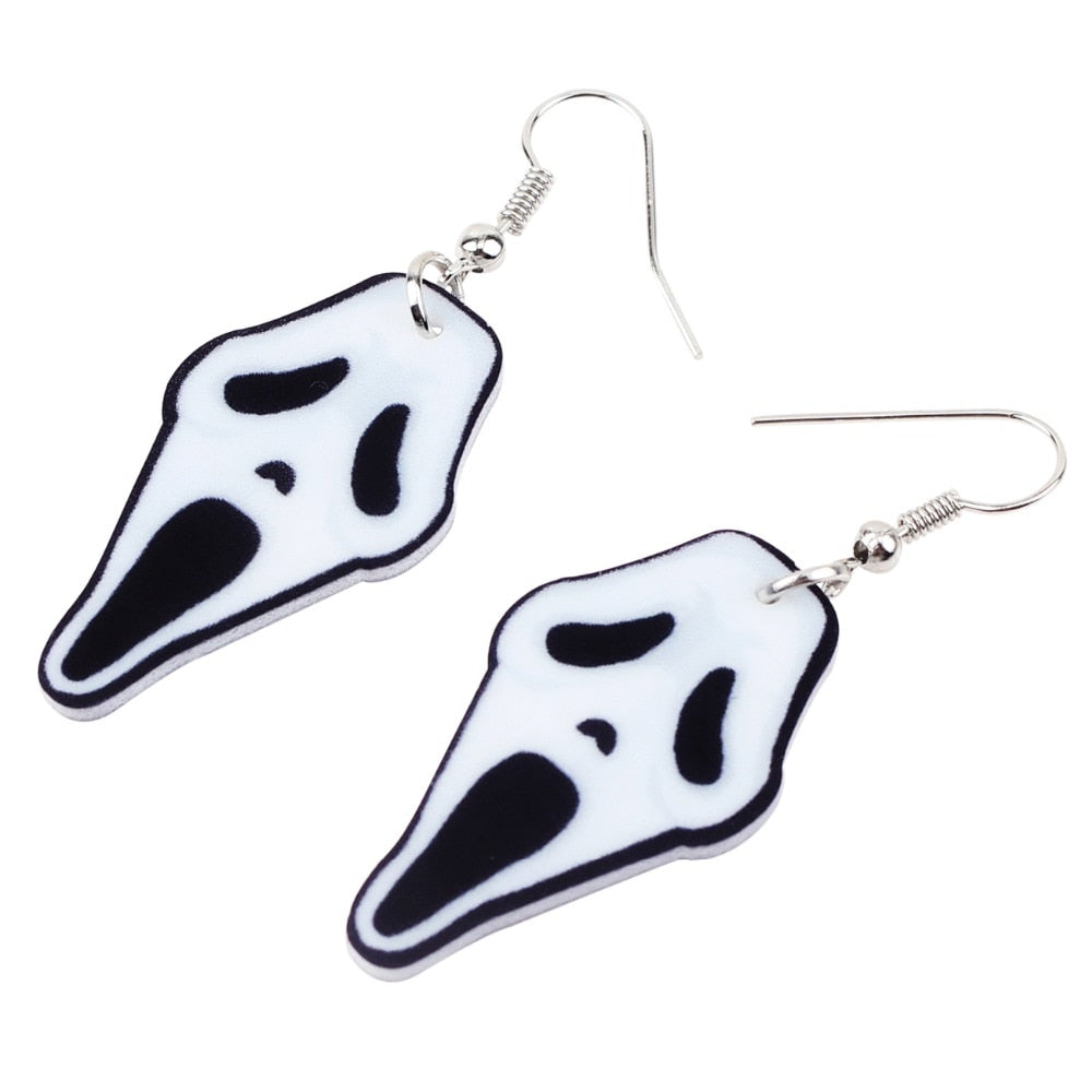 Acrylic Halloween Howling Ghost Earrings Dangle Drop Big Long Fashion Jewelry For Women Girl Ladies Teens Kid Accessories
