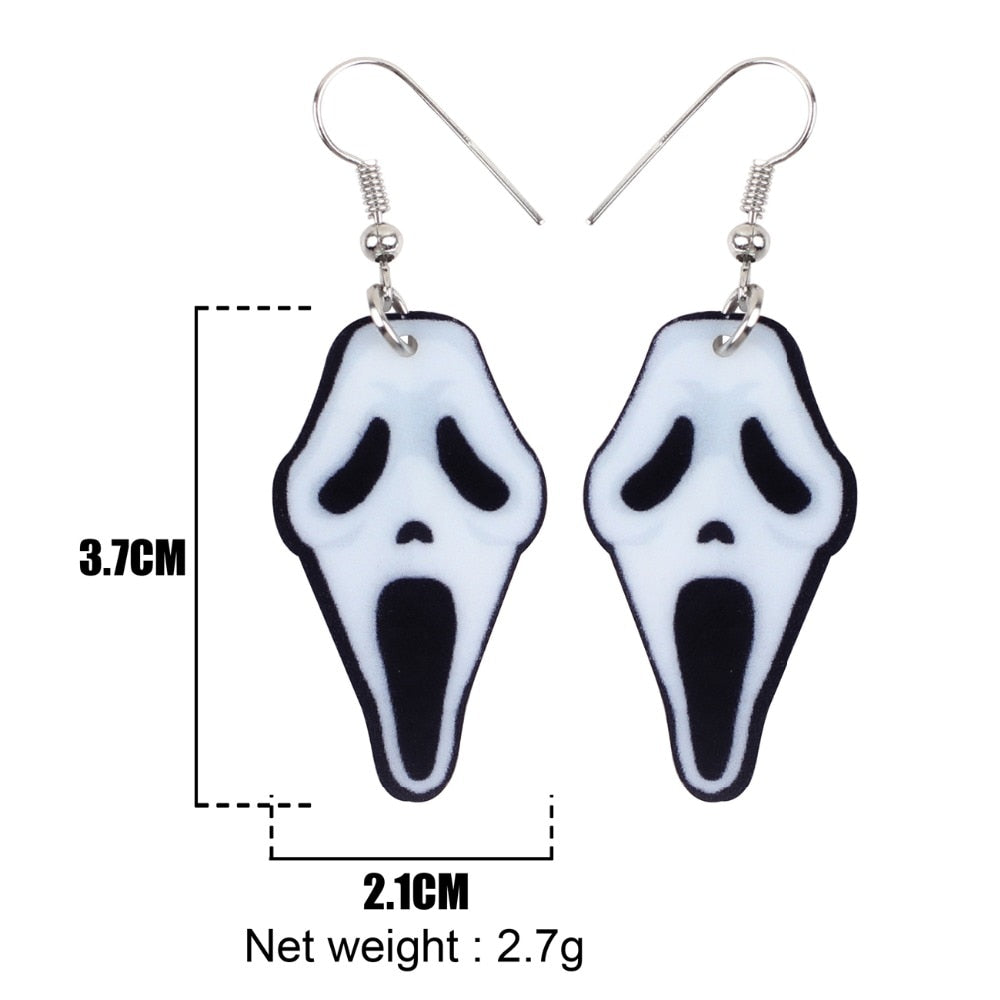 Acrylic Halloween Howling Ghost Earrings Dangle Drop Big Long Fashion Jewelry For Women Girl Ladies Teens Kid Accessories