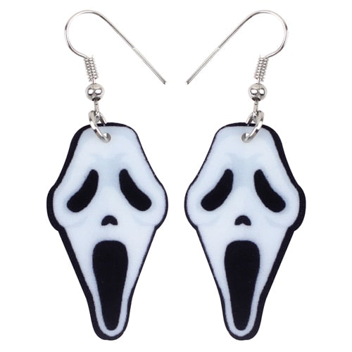 Acrylic Halloween Howling Ghost Earrings Dangle Drop Big Long Fashion Jewelry For Women Girl Ladies Teens Kid Accessories
